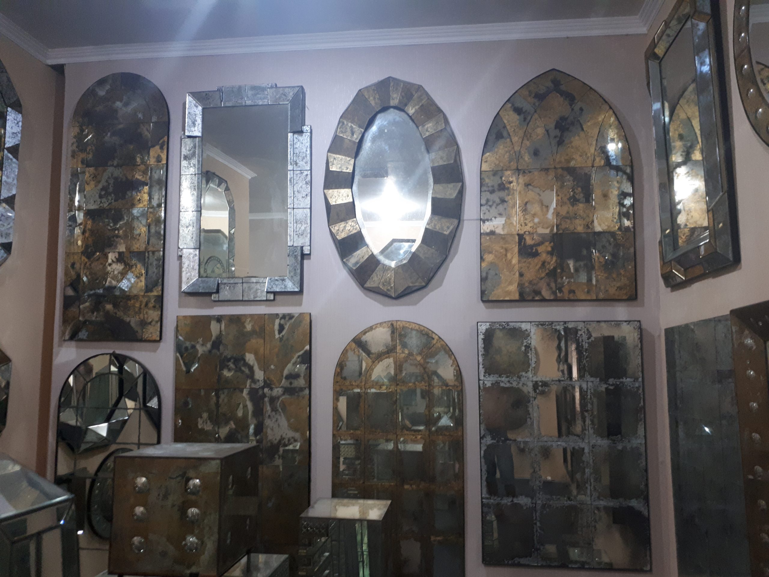 Antique glass mirror for interior decoration.