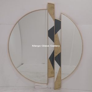 Round Wall Mirror Beaded Gold Decorative MG 004676
