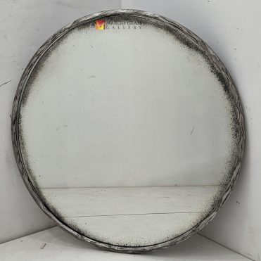 Antique Round Mirror Silver Beaded